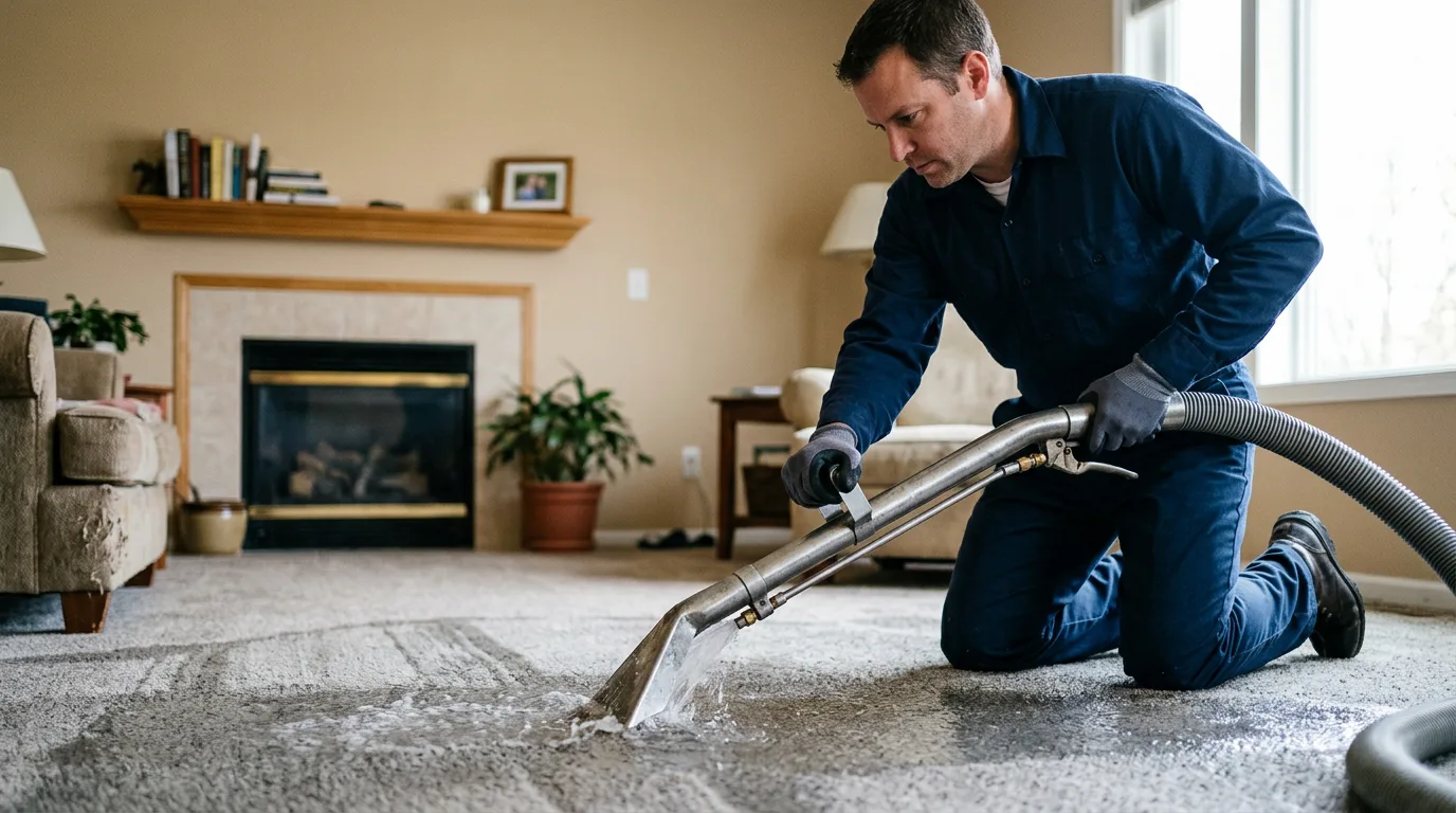 Water damage restoration technician working near Richwoods, MO